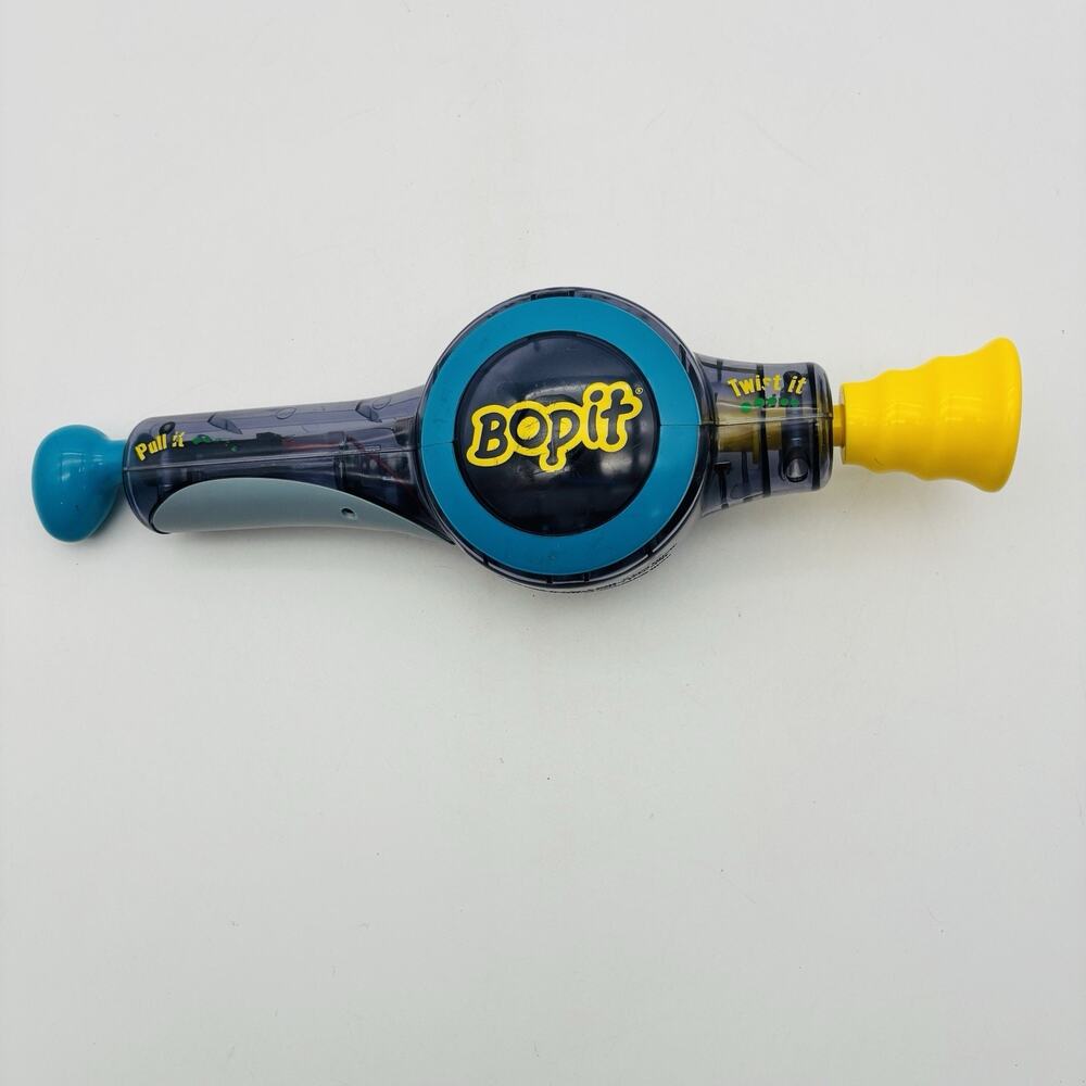 Hasbro 2002 BOP IT! Clear Electronic Handheld Game Twist It Pull It Tested Works